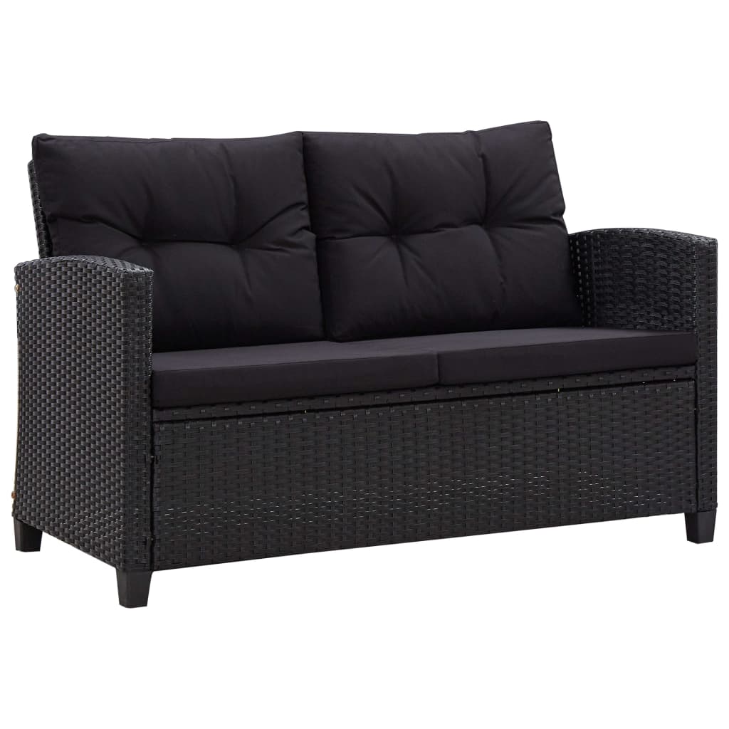 Tuinbank 2-zits met kussens 124 cm poly rattan zwart is nu te koop bij PeponiXL, paradijselijk wonen!