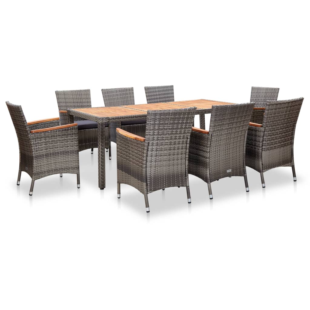 9-delige Tuinset met kussens poly rattan grijs is nu te koop bij PeponiXL, paradijselijk wonen!