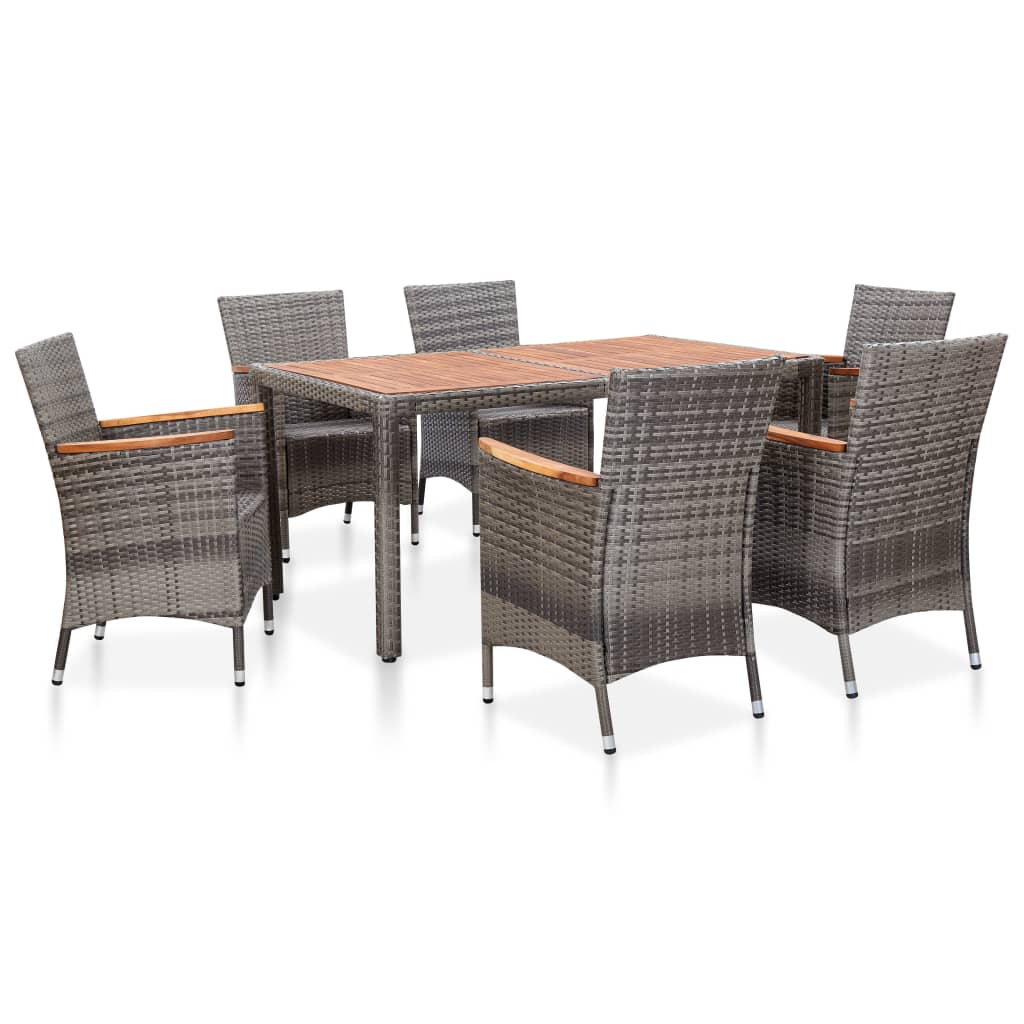 7-delige Tuinset met kussens poly rattan grijs is nu te koop bij PeponiXL, paradijselijk wonen!