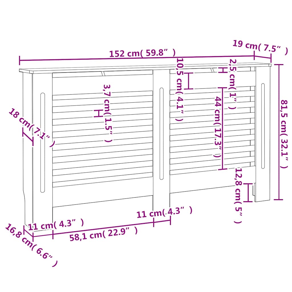 Radiatorombouwen 2 st 152x19x81,5 cm MDF wit is nu te koop bij PeponiXL, paradijselijk wonen!