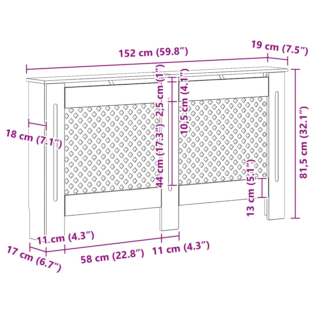 Radiatorombouwen 2 st 152x19x81,5 cm MDF wit is nu te koop bij PeponiXL, paradijselijk wonen!