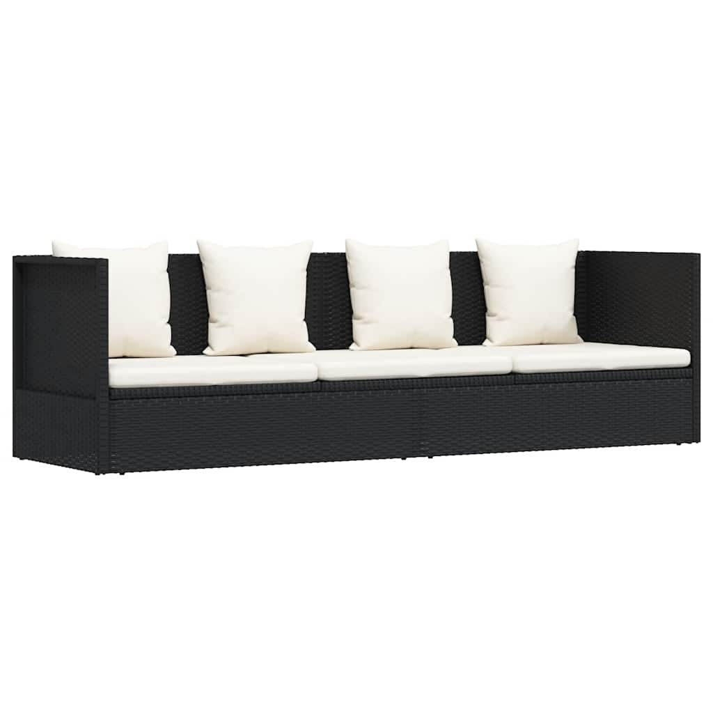 Tuinbed met kussens poly rattan zwart is nu te koop bij PeponiXL, paradijselijk wonen!