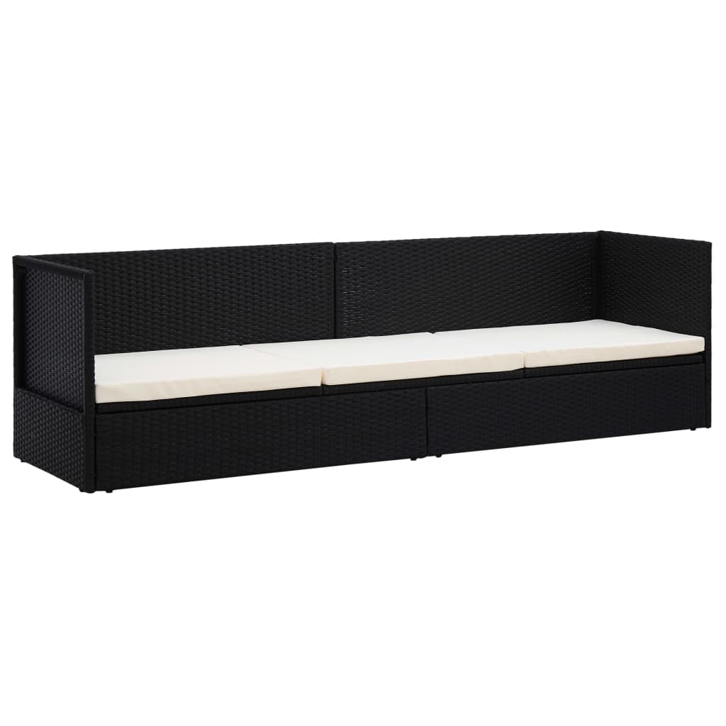 Tuinbed met kussens poly rattan zwart is nu te koop bij PeponiXL, paradijselijk wonen!