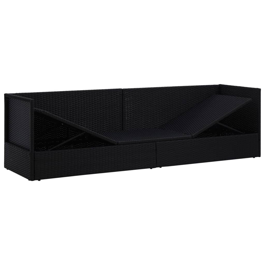 Tuinbed met kussens poly rattan zwart is nu te koop bij PeponiXL, paradijselijk wonen!