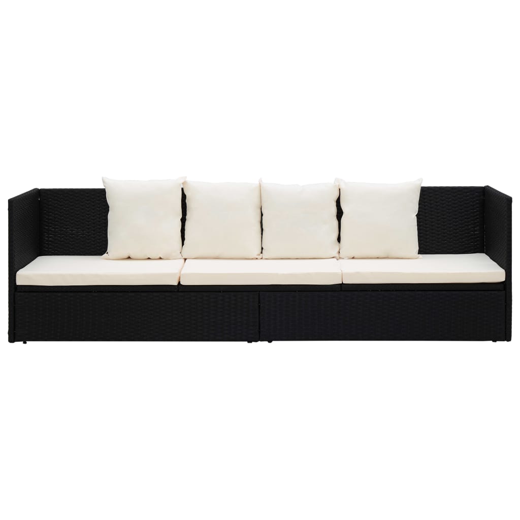Tuinbed met kussens poly rattan zwart is nu te koop bij PeponiXL, paradijselijk wonen!