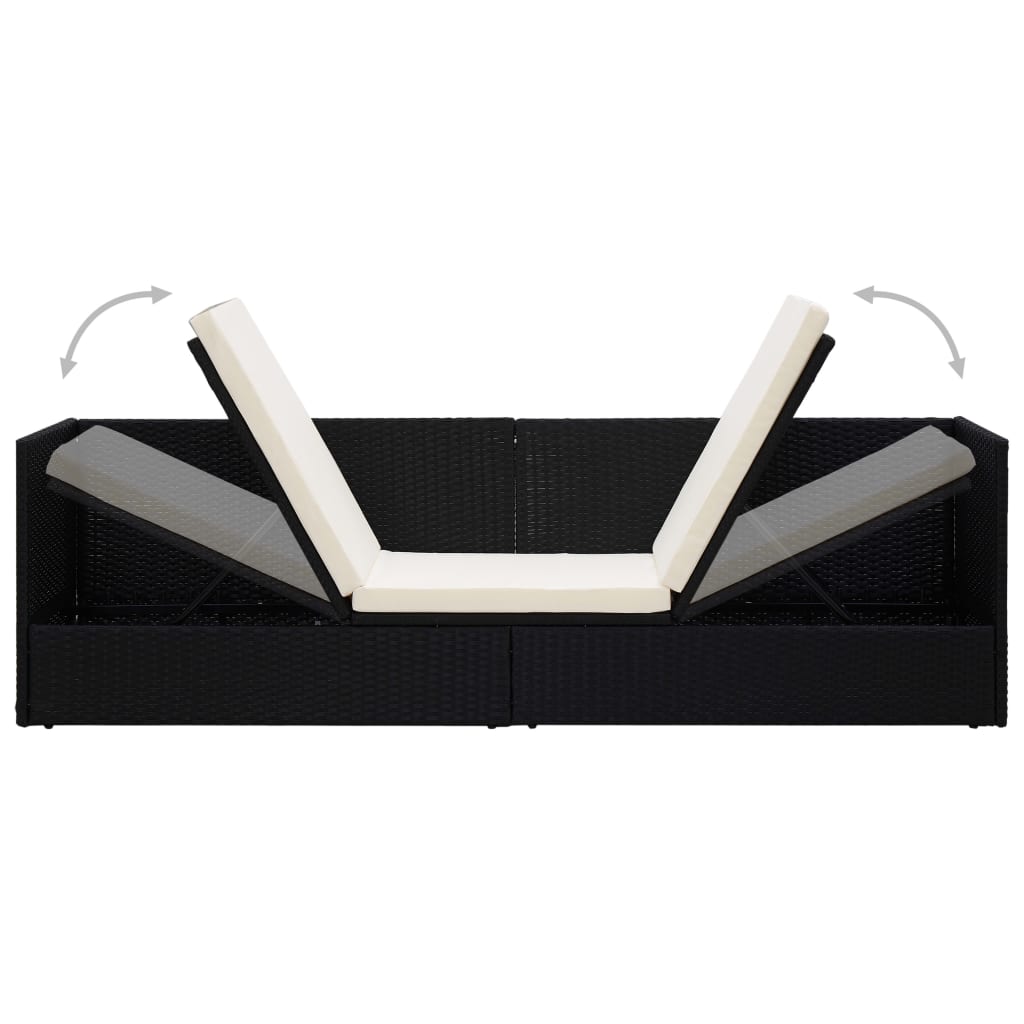 Tuinbed met kussens poly rattan zwart is nu te koop bij PeponiXL, paradijselijk wonen!