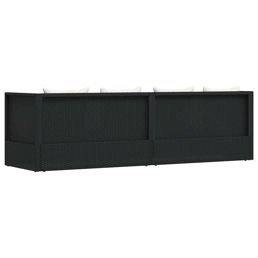 Tuinbed met kussens poly rattan zwart is nu te koop bij PeponiXL, paradijselijk wonen!