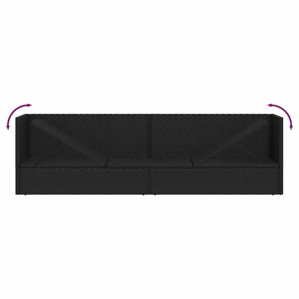 Tuinbed met kussens poly rattan zwart is nu te koop bij PeponiXL, paradijselijk wonen!