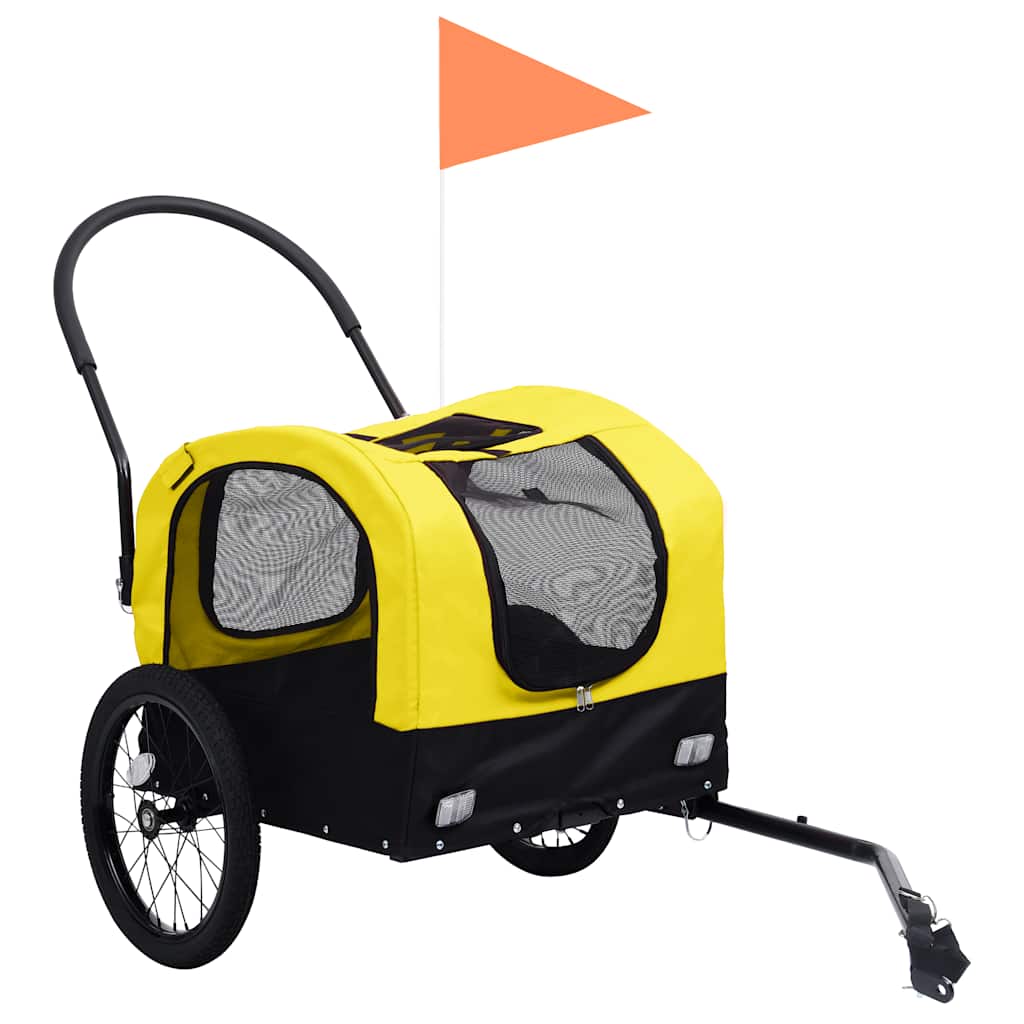 Fietstrailer en hondenwagen 2-in-1 geel en zwart is nu te koop bij PeponiXL, paradijselijk wonen!