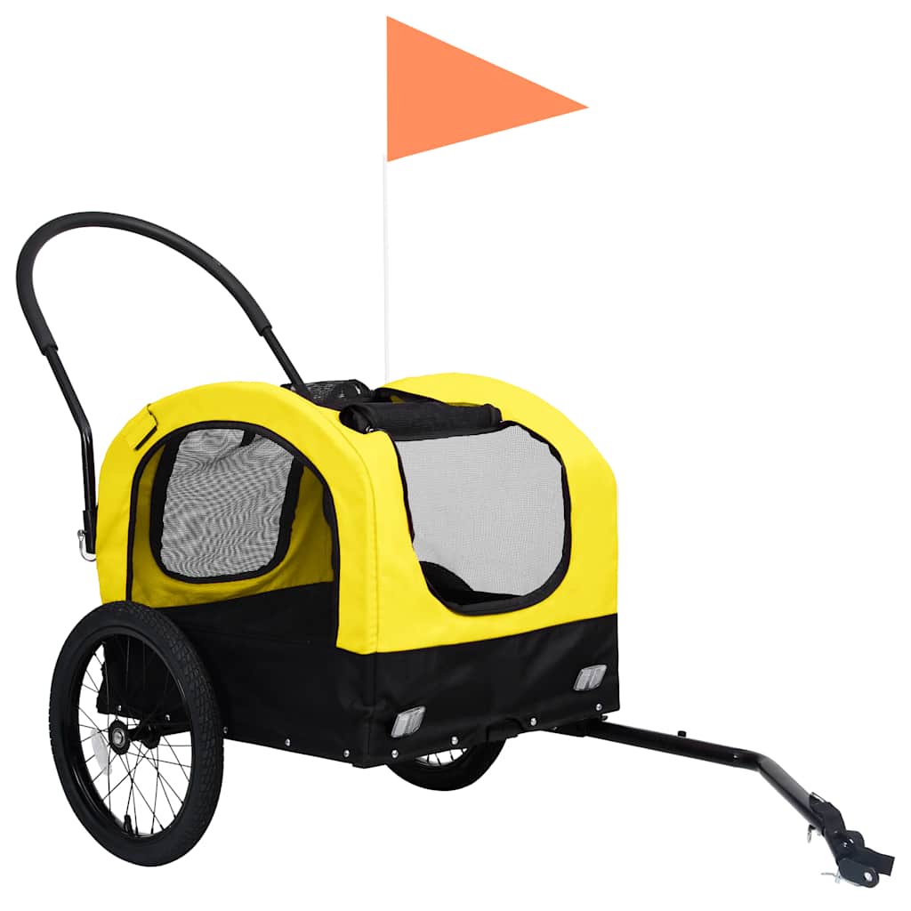 Fietstrailer en hondenwagen 2-in-1 geel en zwart is nu te koop bij PeponiXL, paradijselijk wonen!