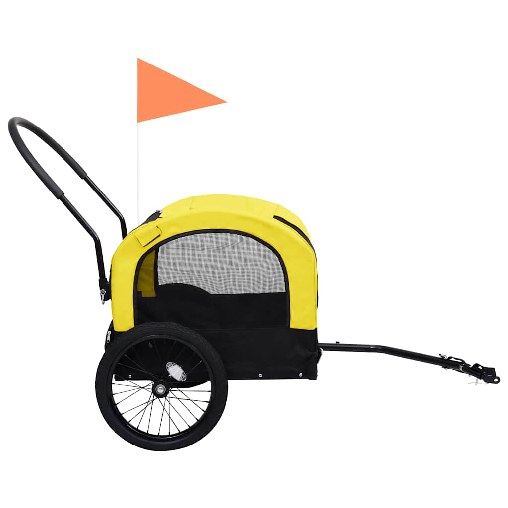 Fietstrailer en hondenwagen 2-in-1 geel en zwart is nu te koop bij PeponiXL, paradijselijk wonen!