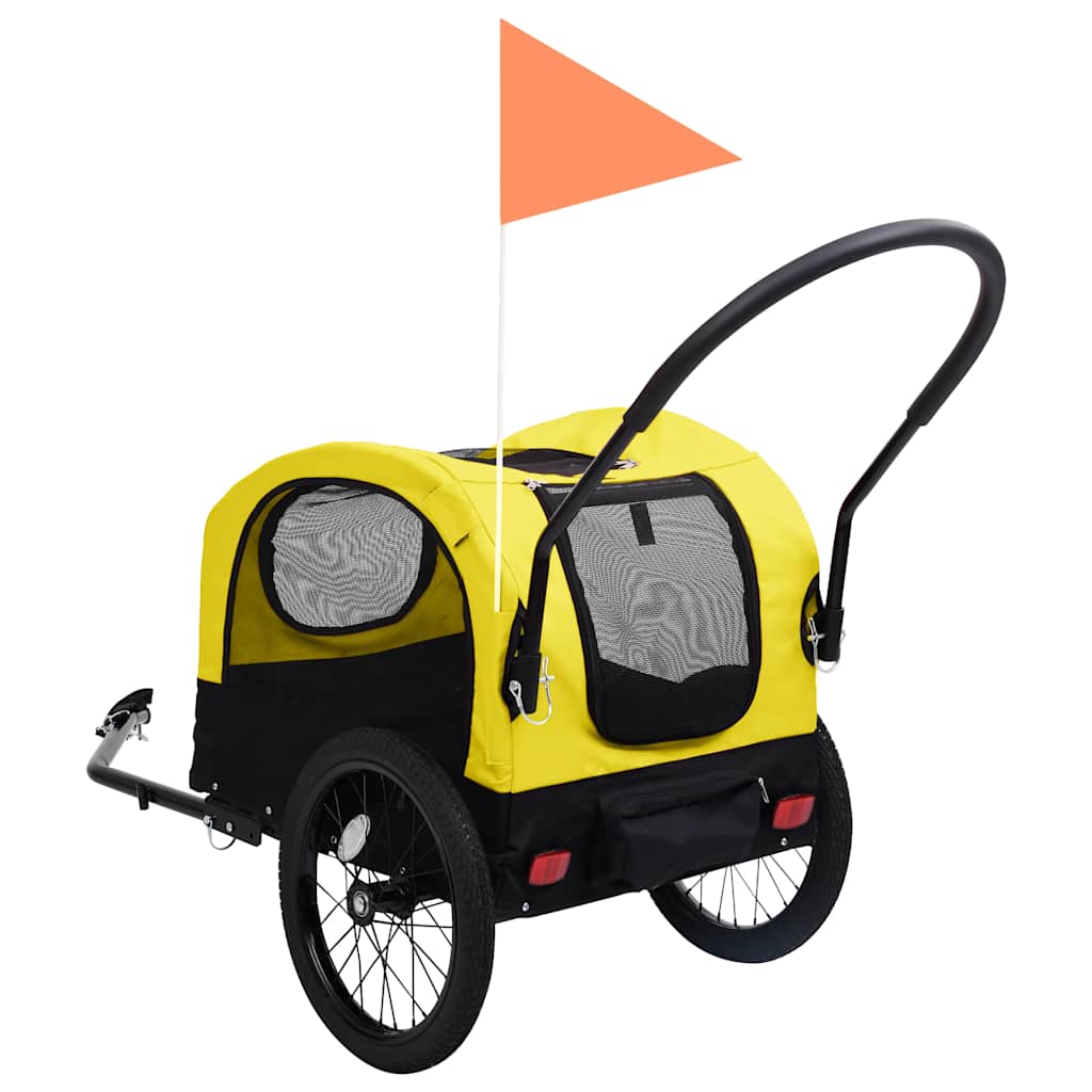 Fietstrailer en hondenwagen 2-in-1 geel en zwart is nu te koop bij PeponiXL, paradijselijk wonen!