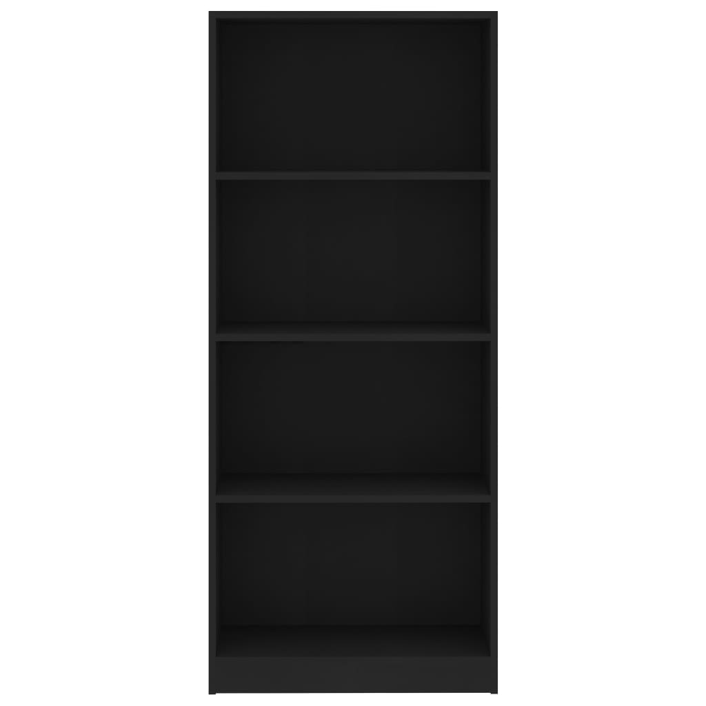 Boekenkast met 4 schappen 60x24x142 cm bewerkt hout zwart is nu te koop bij PeponiXL, paradijselijk wonen!
