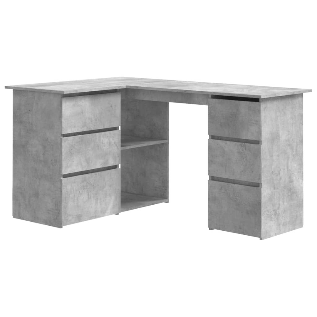 Hoekbureau 145x100x76 cm bewerkt hout betongrijs is nu te koop bij PeponiXL, paradijselijk wonen!
