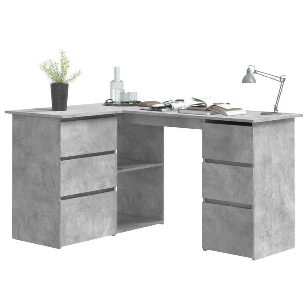 Hoekbureau 145x100x76 cm bewerkt hout betongrijs is nu te koop bij PeponiXL, paradijselijk wonen!