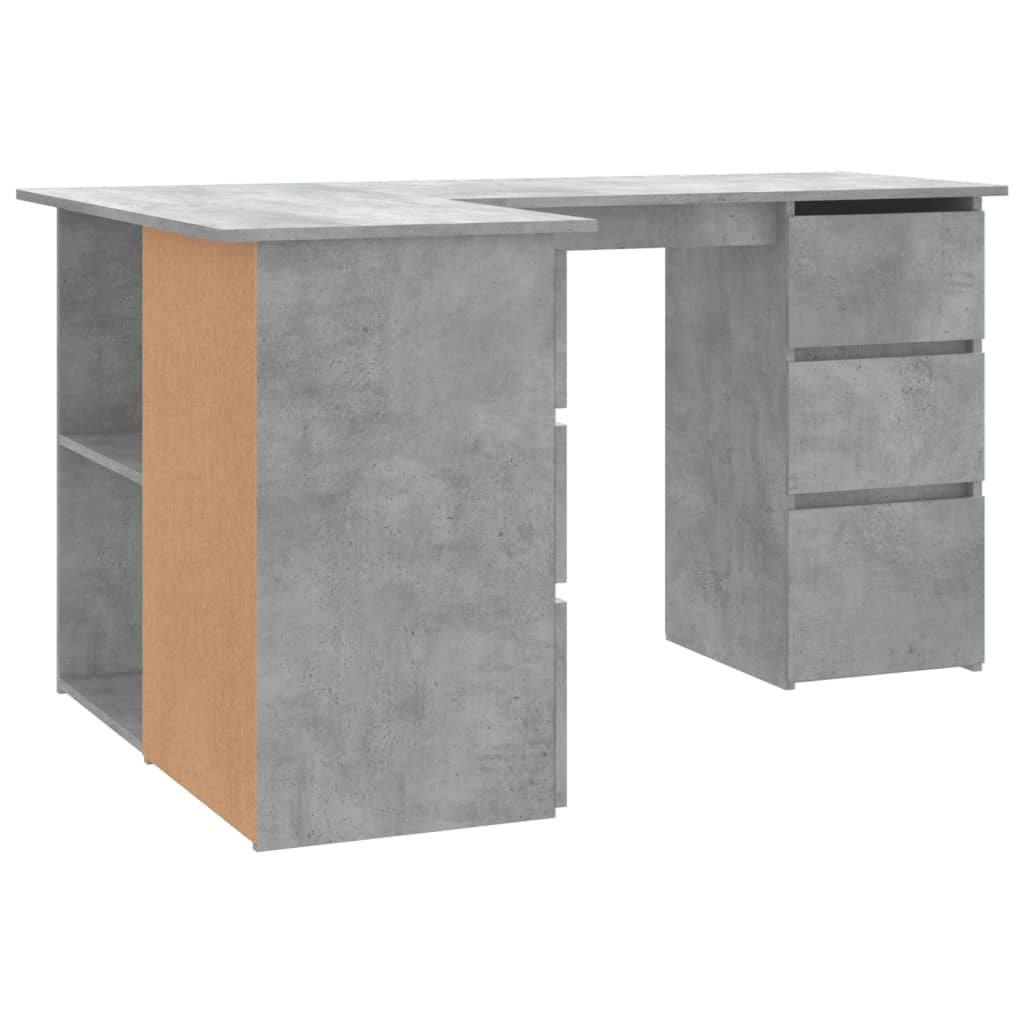 Hoekbureau 145x100x76 cm bewerkt hout betongrijs is nu te koop bij PeponiXL, paradijselijk wonen!