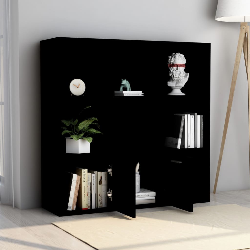 Boekenkast 98x30x98 cm bewerkt hout zwart is nu te koop bij PeponiXL, paradijselijk wonen!