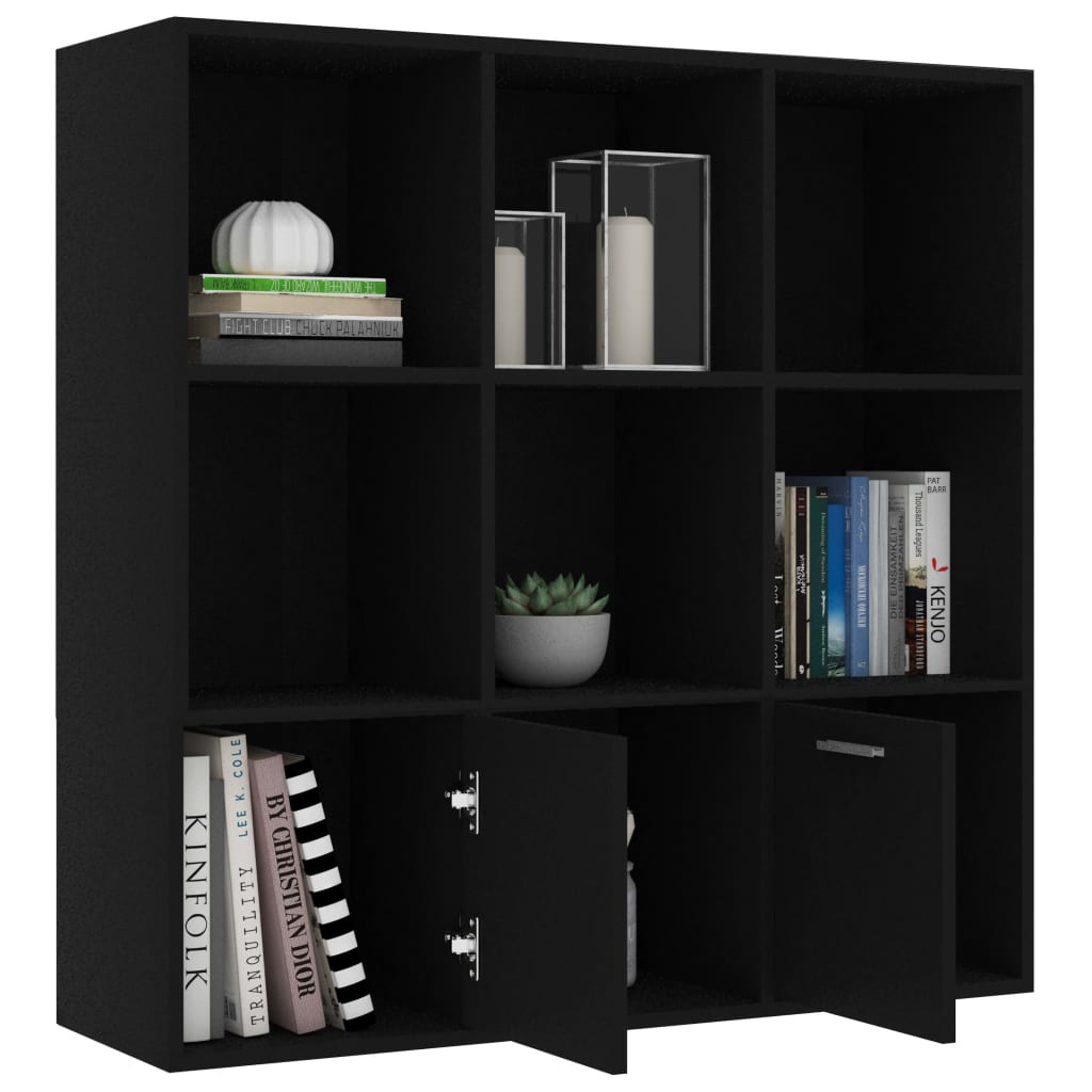 Boekenkast 98x30x98 cm bewerkt hout zwart is nu te koop bij PeponiXL, paradijselijk wonen!
