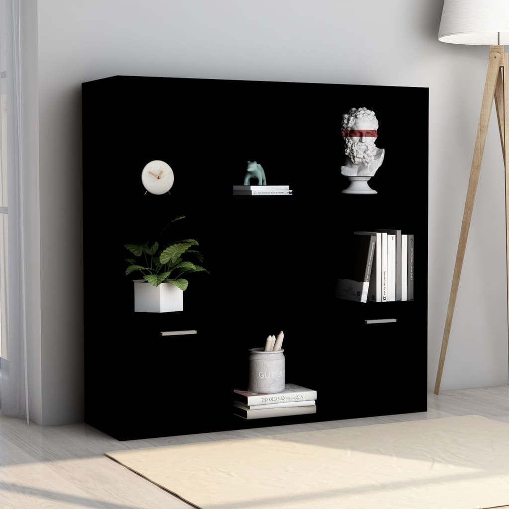 Boekenkast 98x30x98 cm bewerkt hout zwart is nu te koop bij PeponiXL, paradijselijk wonen!