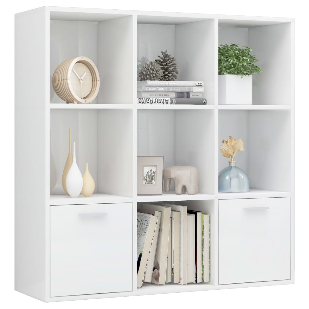 Boekenkast 98x30x98 cm bewerkt hout hoogglans wit is nu te koop bij PeponiXL, paradijselijk wonen!