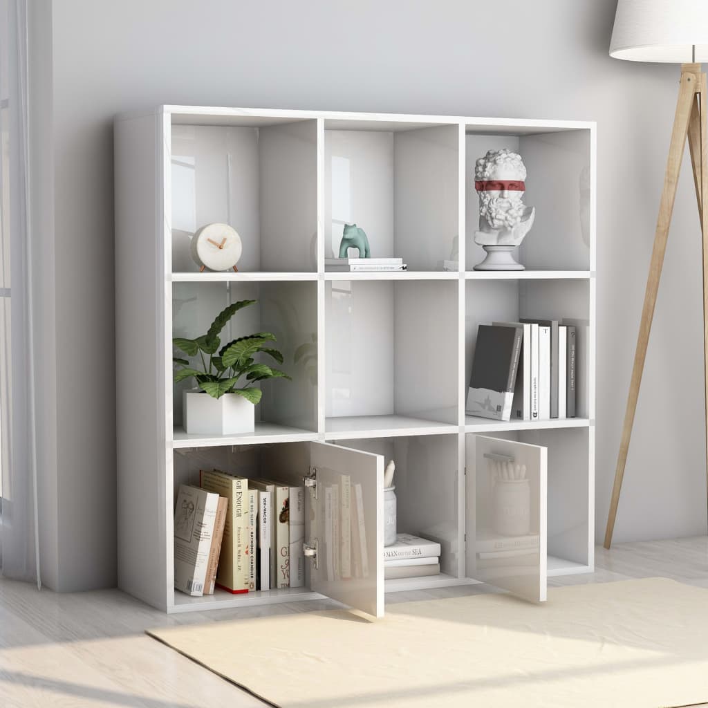 Boekenkast 98x30x98 cm bewerkt hout hoogglans wit is nu te koop bij PeponiXL, paradijselijk wonen!