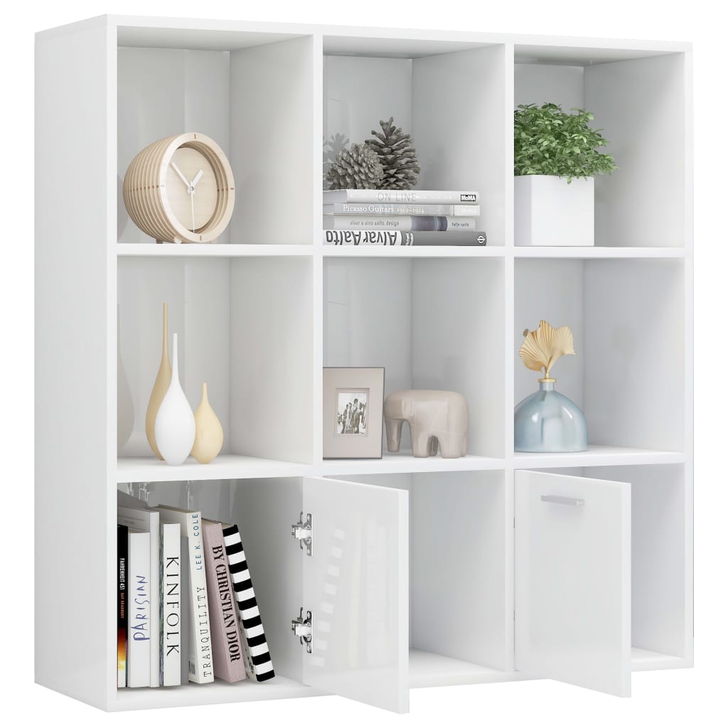 Boekenkast 98x30x98 cm bewerkt hout hoogglans wit is nu te koop bij PeponiXL, paradijselijk wonen!