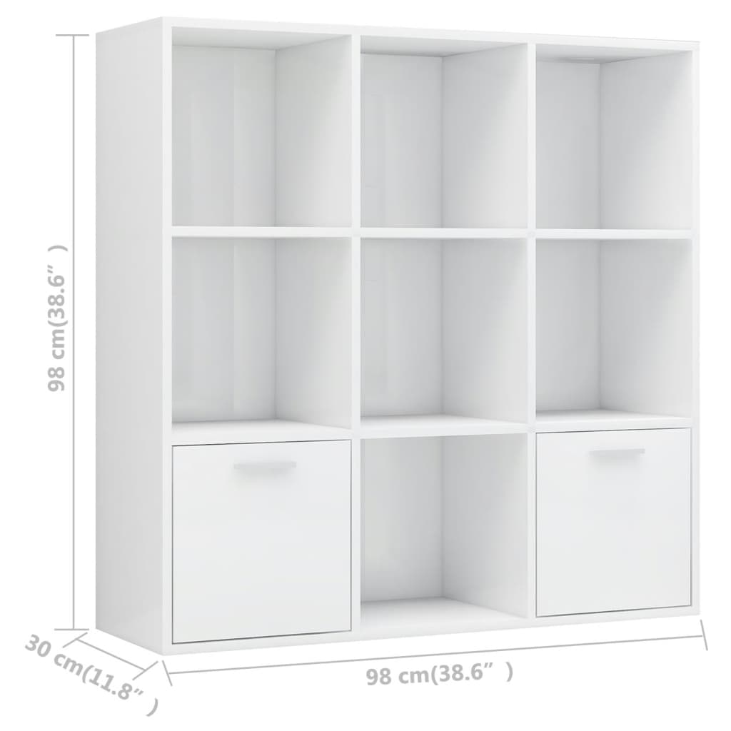 Boekenkast 98x30x98 cm bewerkt hout hoogglans wit is nu te koop bij PeponiXL, paradijselijk wonen!