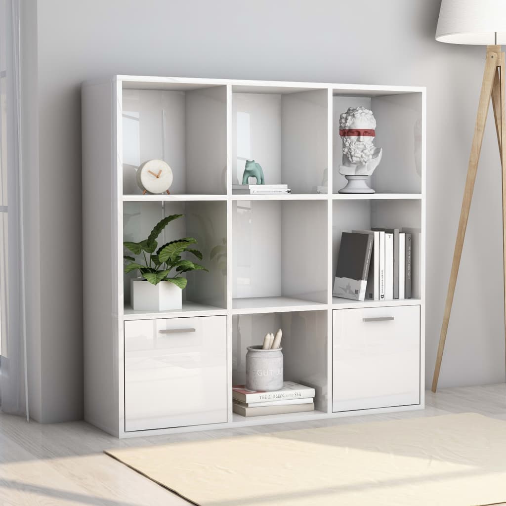 Boekenkast 98x30x98 cm bewerkt hout hoogglans wit is nu te koop bij PeponiXL, paradijselijk wonen!