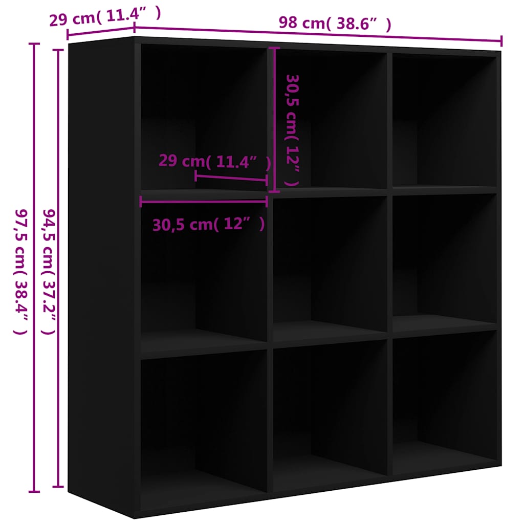 Boekenkast 98x29x97,5 cm bewerkt hout zwart is nu te koop bij PeponiXL, paradijselijk wonen!