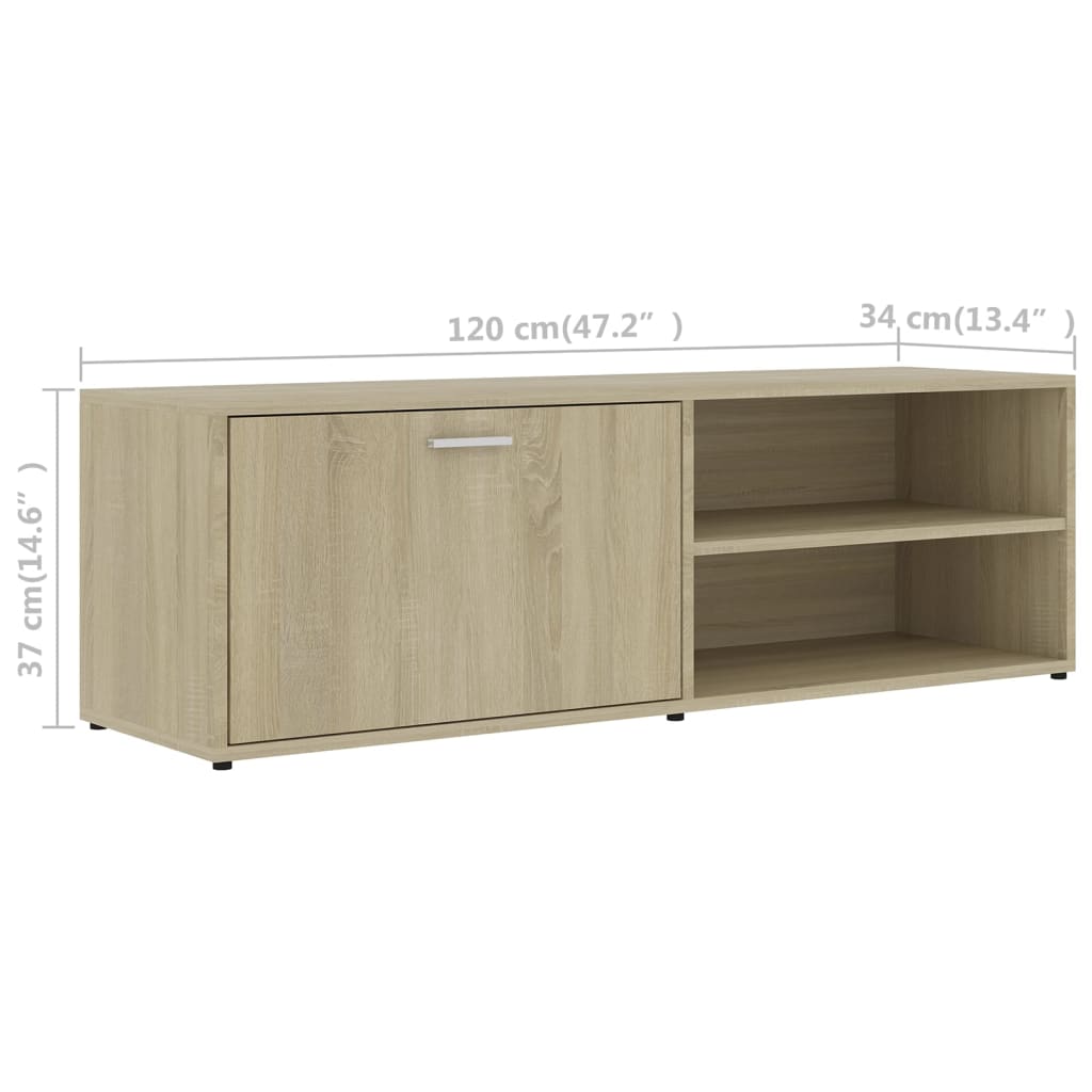 Tv-meubel 120x34x37 cm bewerkt hout sonoma eikenkleurig is nu te koop bij PeponiXL, paradijselijk wonen!