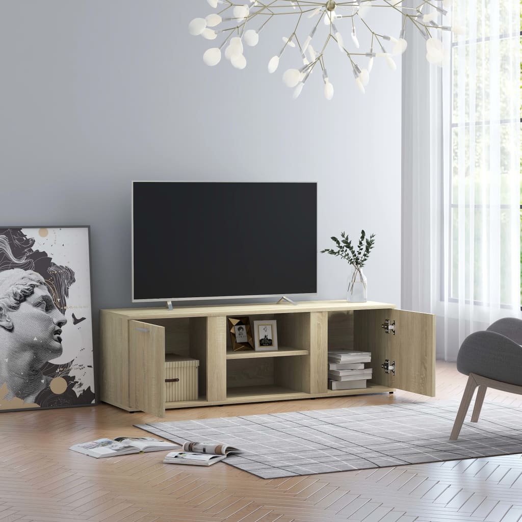 Tv-meubel 120x34x37 cm bewerkt hout sonoma eikenkleurig is nu te koop bij PeponiXL, paradijselijk wonen!