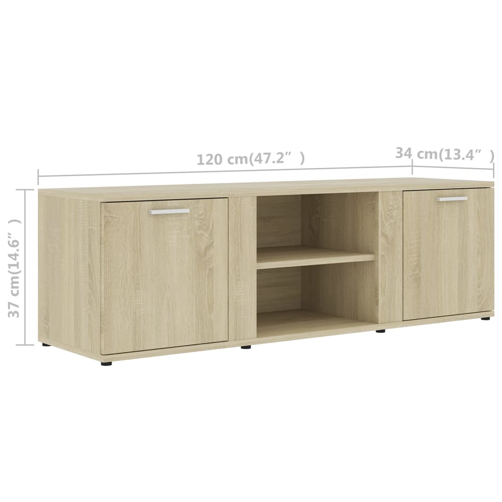 Tv-meubel 120x34x37 cm bewerkt hout sonoma eikenkleurig is nu te koop bij PeponiXL, paradijselijk wonen!
