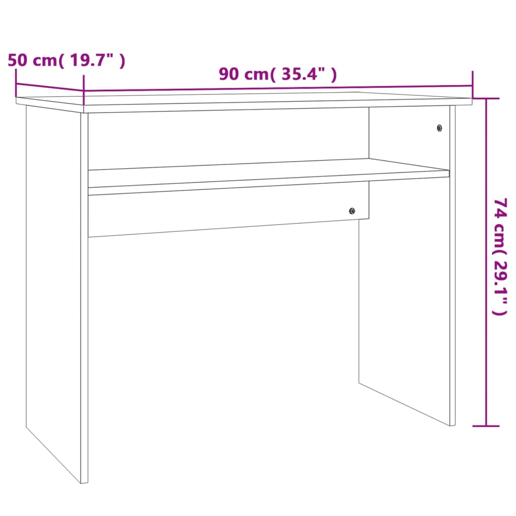 Bureau 90x50x74 cm bewerkt hout sonoma eikenkleurig is nu te koop bij PeponiXL, paradijselijk wonen!