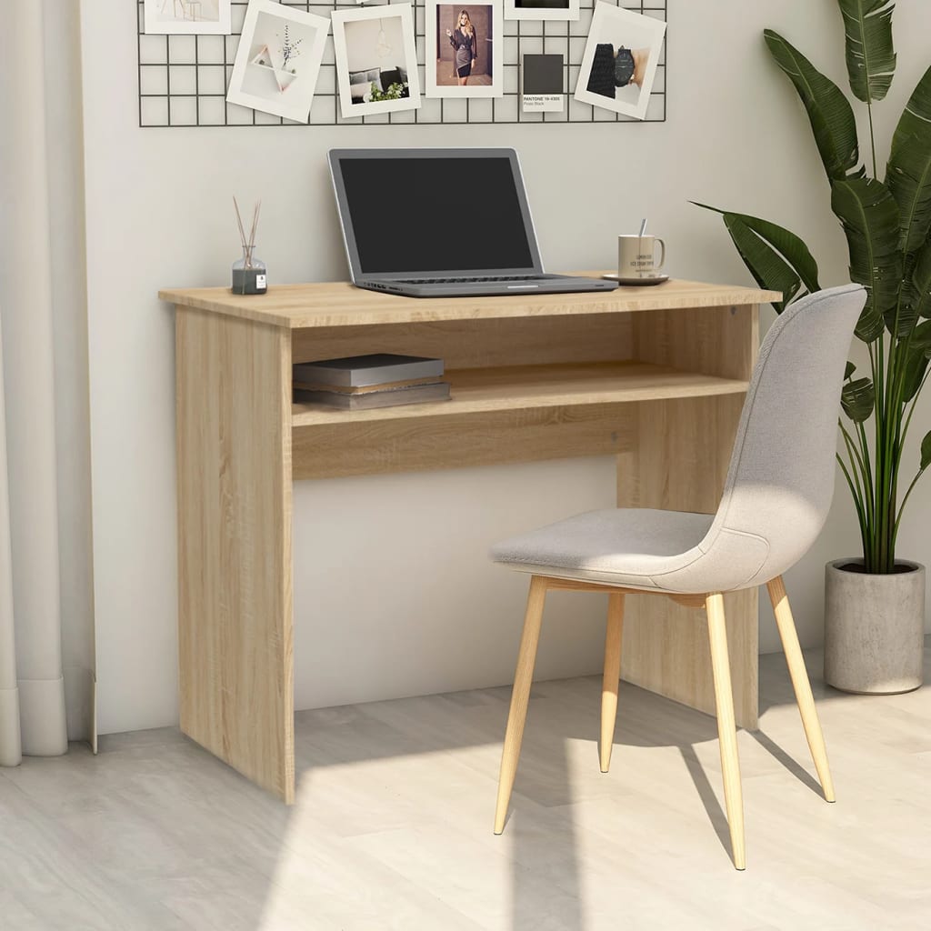Bureau 90x50x74 cm bewerkt hout sonoma eikenkleurig is nu te koop bij PeponiXL, paradijselijk wonen!