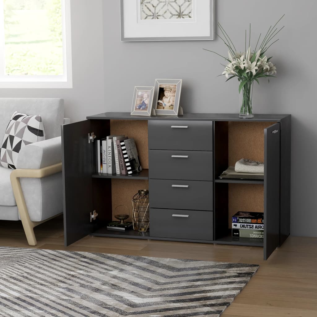 Dressoir 120x35,5x75 cm bewerkt hout grijs is nu te koop bij PeponiXL, paradijselijk wonen!