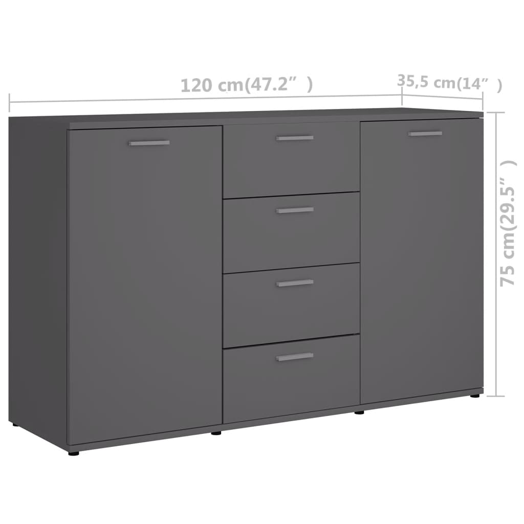 Dressoir 120x35,5x75 cm bewerkt hout grijs is nu te koop bij PeponiXL, paradijselijk wonen!