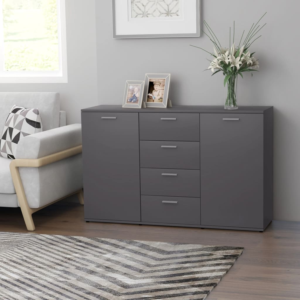 Dressoir 120x35,5x75 cm bewerkt hout grijs is nu te koop bij PeponiXL, paradijselijk wonen!
