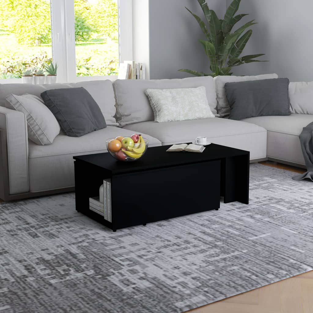 Salontafel 150x50x35 cm bewerkt hout zwart is nu te koop bij PeponiXL, paradijselijk wonen!