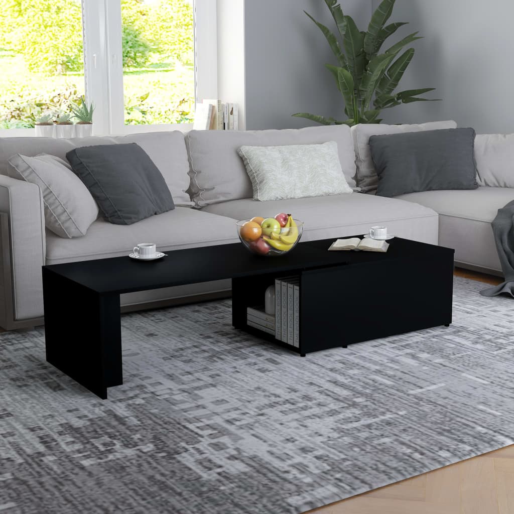 Salontafel 150x50x35 cm bewerkt hout zwart is nu te koop bij PeponiXL, paradijselijk wonen!