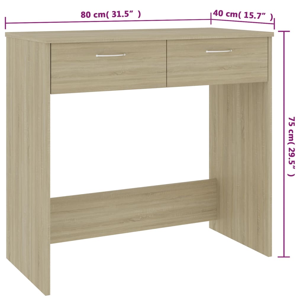 Bureau 80x40x75 cm bewerkt hout sonoma eikenkleurig is nu te koop bij PeponiXL, paradijselijk wonen!