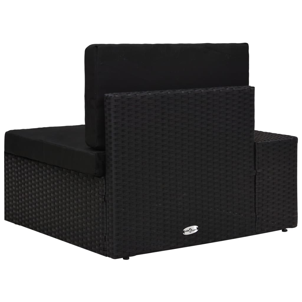 Hoekbank met rechterarmleuning sectioneel poly rattan zwart is nu te koop bij PeponiXL, paradijselijk wonen!