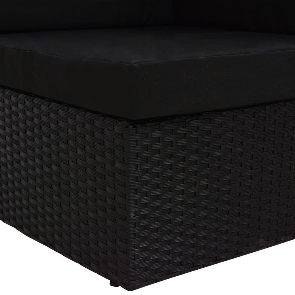 Hoekbank sectioneel poly rattan zwart is nu te koop bij PeponiXL, paradijselijk wonen!