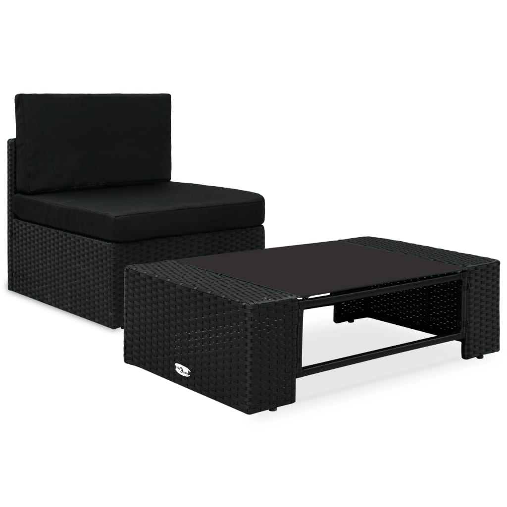 2-delige Loungeset poly rattan zwart is nu te koop bij PeponiXL, paradijselijk wonen!