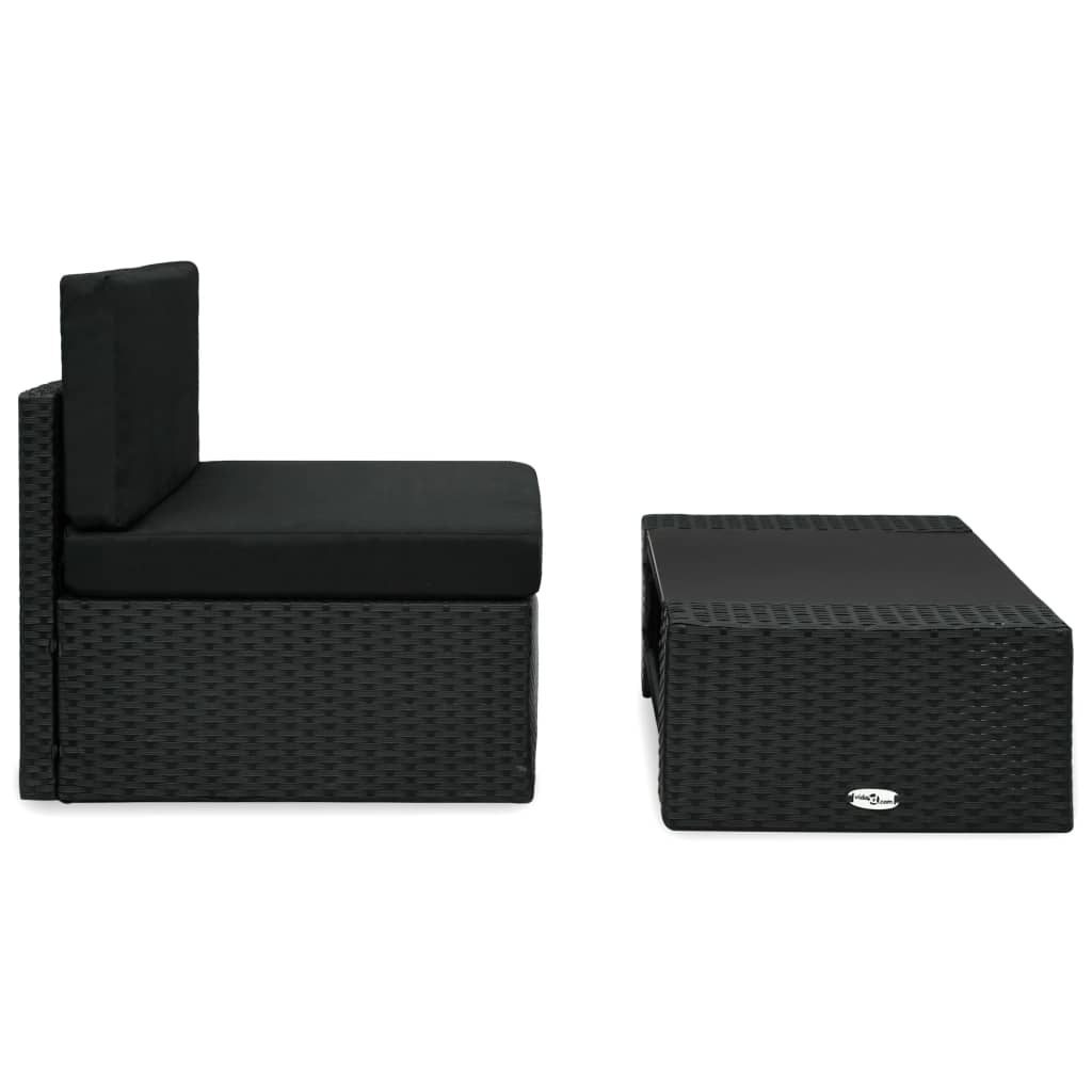 2-delige Loungeset poly rattan zwart is nu te koop bij PeponiXL, paradijselijk wonen!