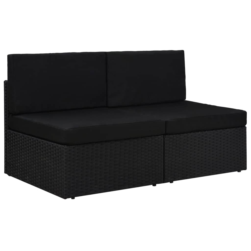 Tweezitsbank sectioneel poly rattan zwart is nu te koop bij PeponiXL, paradijselijk wonen!