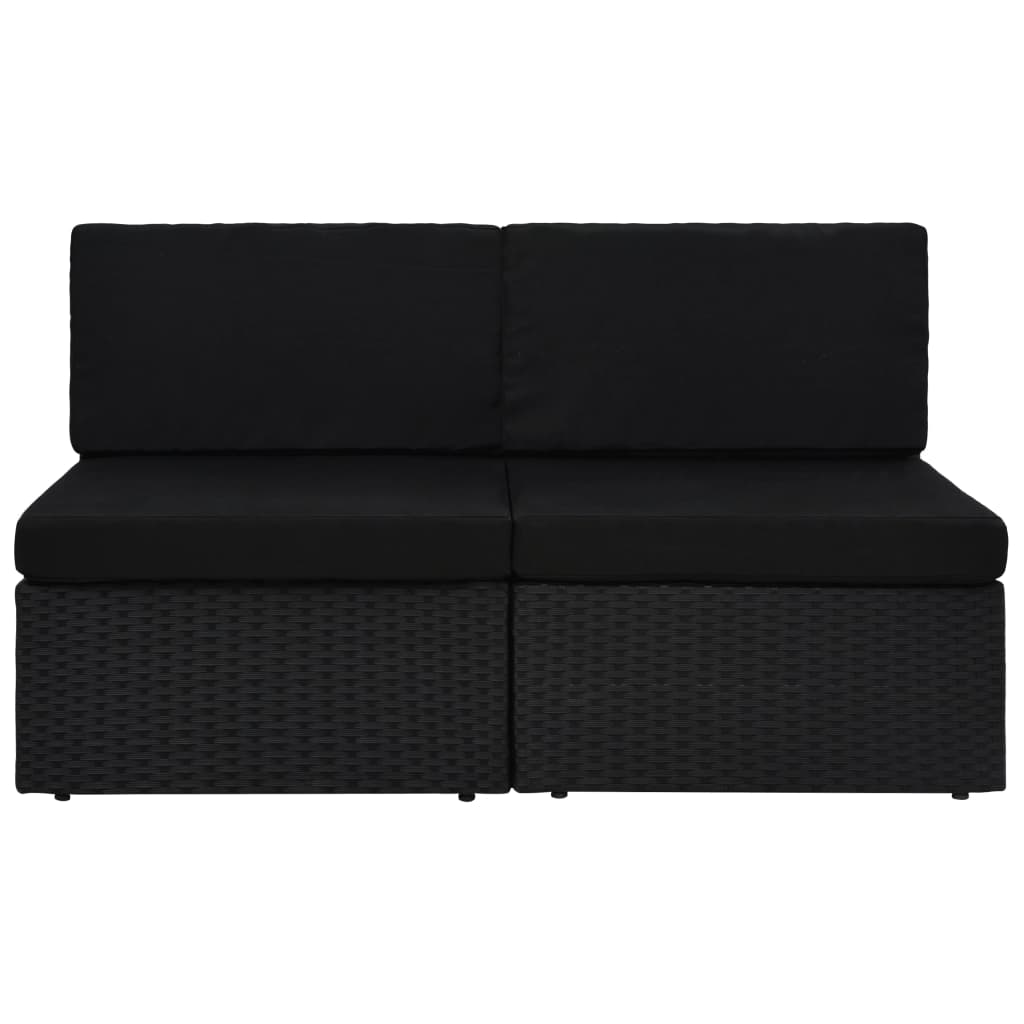 Tweezitsbank sectioneel poly rattan zwart is nu te koop bij PeponiXL, paradijselijk wonen!
