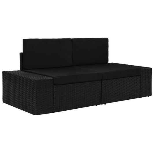 Tweezitsbank sectioneel poly rattan zwart is nu te koop bij PeponiXL, paradijselijk wonen!