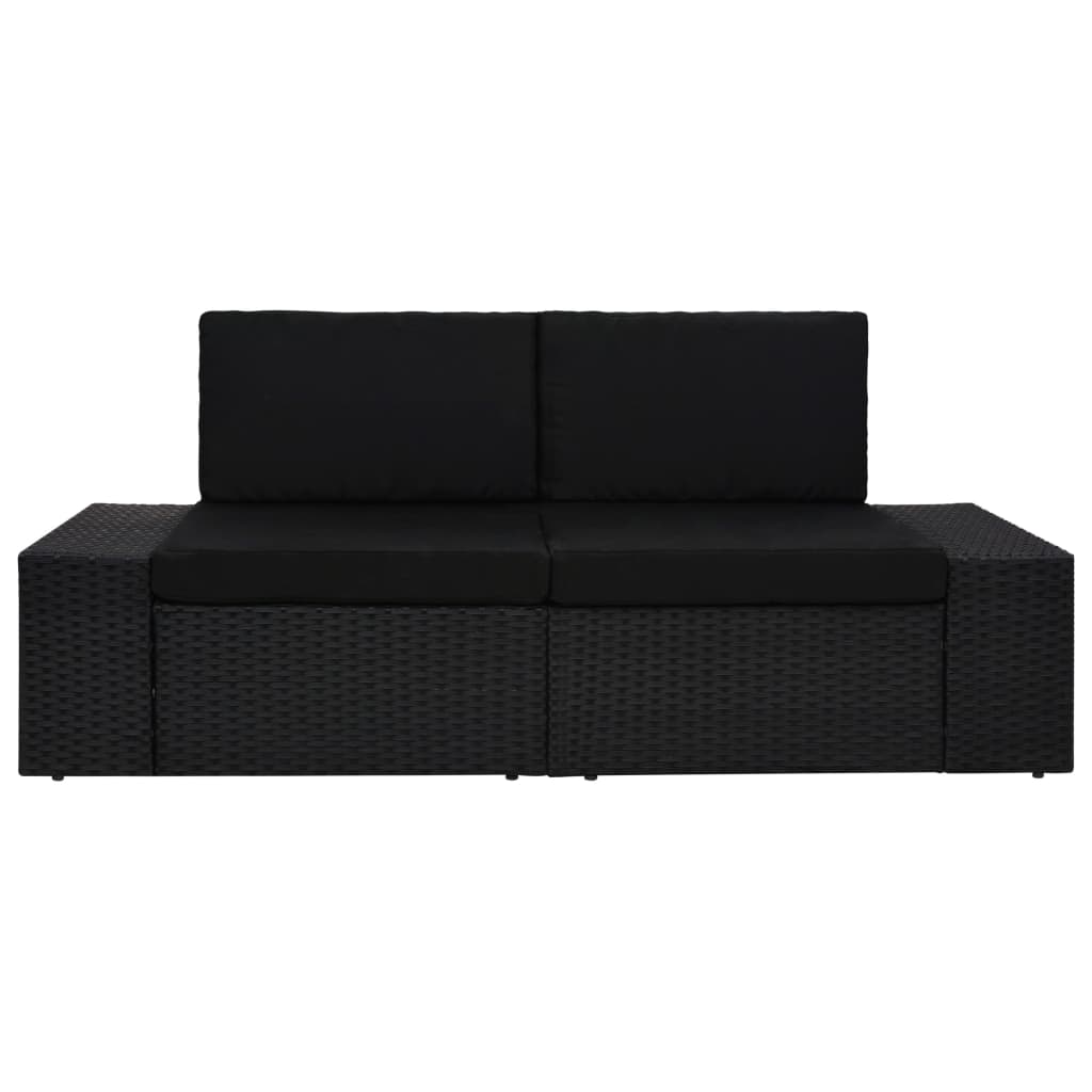 Tweezitsbank sectioneel poly rattan zwart is nu te koop bij PeponiXL, paradijselijk wonen!