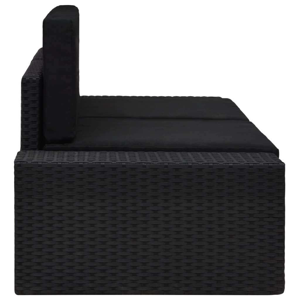 Tweezitsbank sectioneel poly rattan zwart is nu te koop bij PeponiXL, paradijselijk wonen!