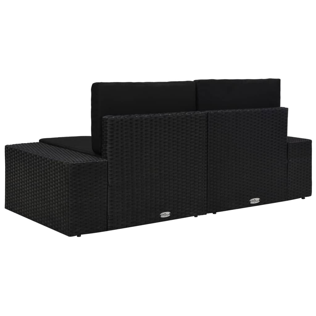 Tweezitsbank sectioneel poly rattan zwart is nu te koop bij PeponiXL, paradijselijk wonen!
